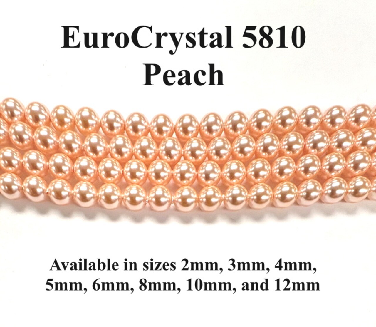 Peach EuroCrystal 5810 Round Pearls - 2mm, 3mm, 4mm, 5mm, 6mm, 8mm, 10mm, and 12mm - Strands - Made in Austria